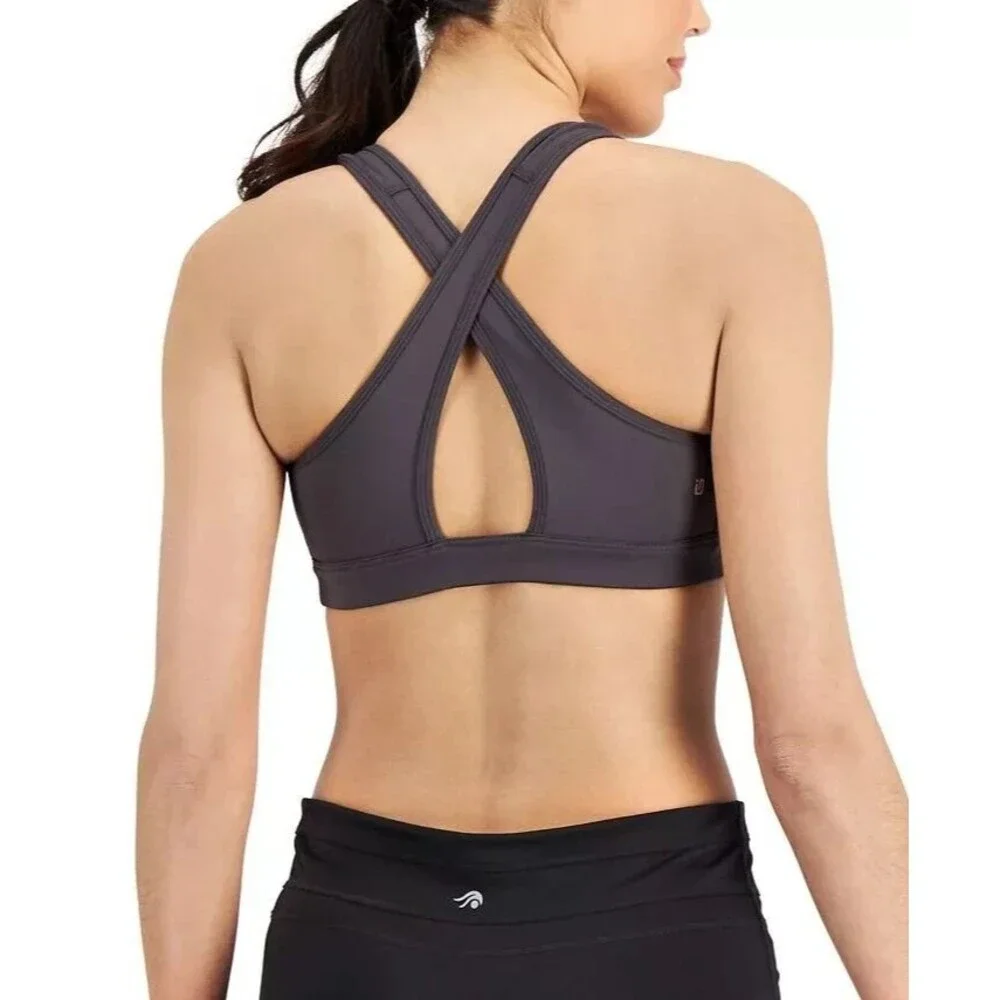 ID Ideology Women's Sport Bra Plus Size Medium Impact  Deep Charcoal Gray 2X